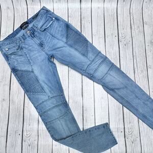 Men’s PacSun Skinny Moto Stretch Jeans Denim Textured Distressed Size 32 X 32